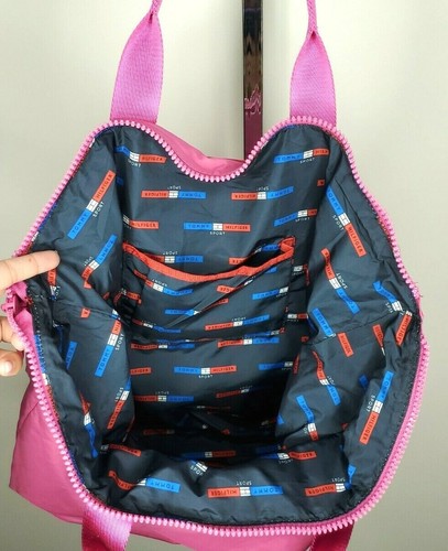 Tommy Hilfiger Sport Pink Multi Zipper Pocket Summer Beach Swim Shoulder Bag - Picture 4 of 8