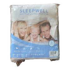 14" Sleep Well Waterproof Mattress Protector, Full Size White Cover