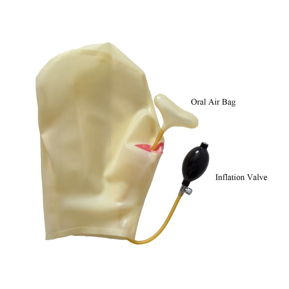 Cappuccio gomma lattice trasparente esperienza soffocamento maschera gomma sex donna - Immagine 4 di 4
