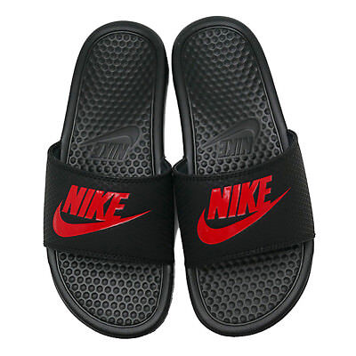 black and red nike slides mens