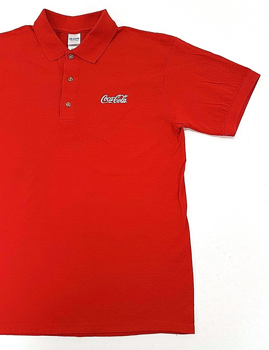 Coca Cola Logo Red Polo Work Shirt Size M Mens | eBay