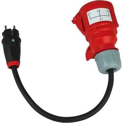 Adapter Schuko 230V Stecker auf 32 A CEE Kupplung Bauwagen Container Baustelle