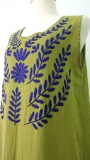 Sleeveless hand embroidered cotton dress, Peasant Dress 