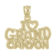 New 14k Yellow Gold I Love Grand Canyon Pendant