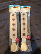 Lot Of 2 Banzai Wooden Paddle Game w/ Red Ball