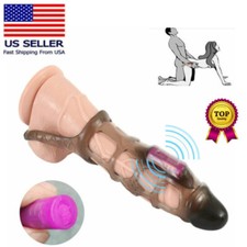 Vibrating Cock Ring Cage Penis Sheath Enhancer Prolong Sex-toys for Men Couple