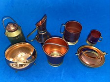 Dollhouse Kitchenware Copper and Brass Min bucket 2" pitcher 2.75" Lot Of 7