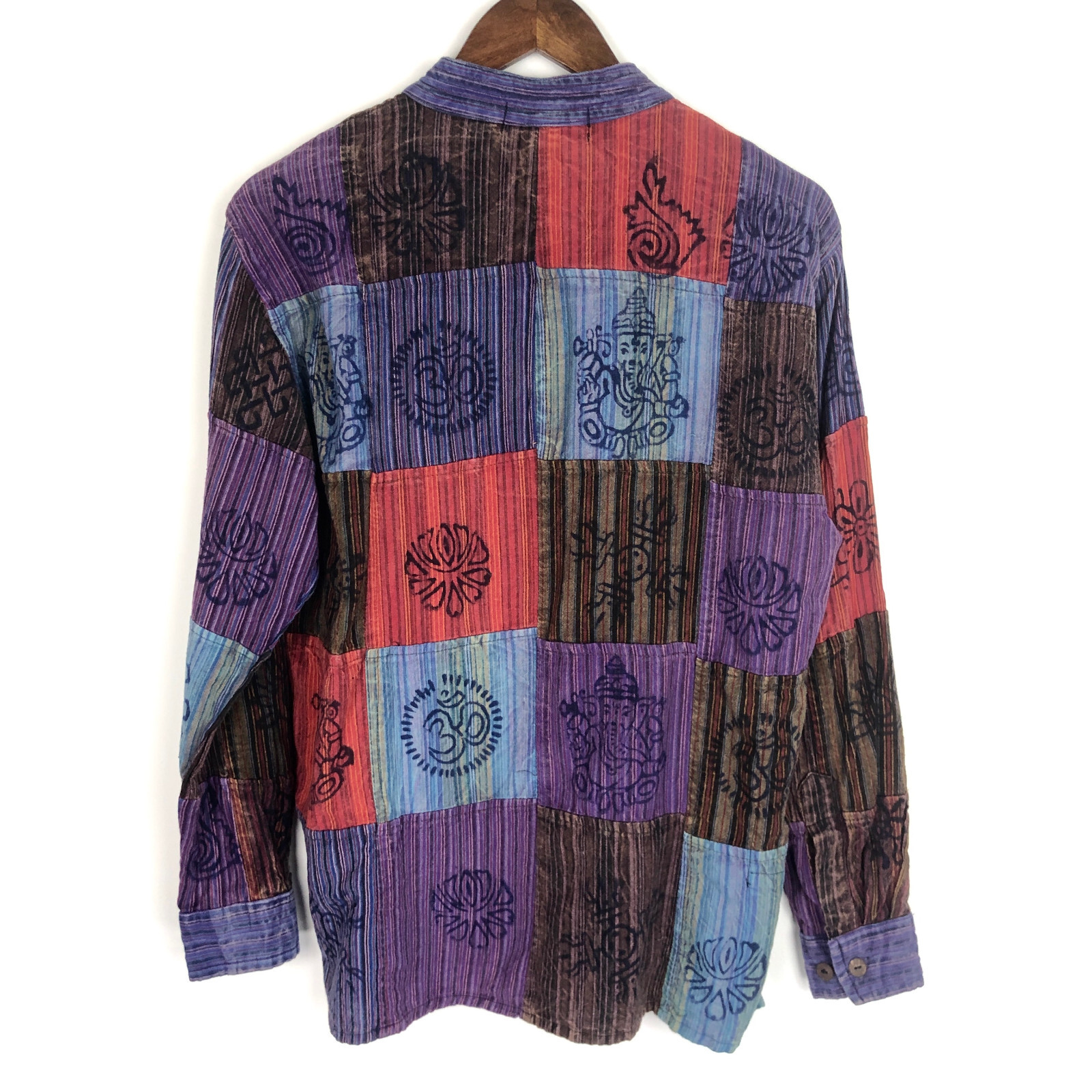 Nepal Patchwork Multicolor Chambray Long Sleeve S… - image 4