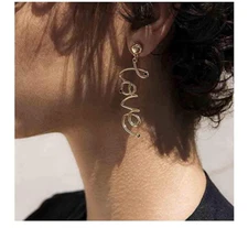 NEW Olbye Gold Studs Earrings Letter Love Dangling Earrings