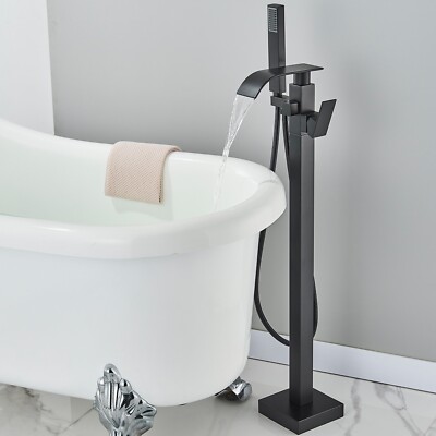 Freestanding Bathroom Taps Black Floor Mounted Bath Taps Shower Bathtub ...