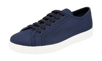 Prada Canvas + Leder Sneaker - Navy Blau Weiss Oltremare - Neu - 6,5 40,5