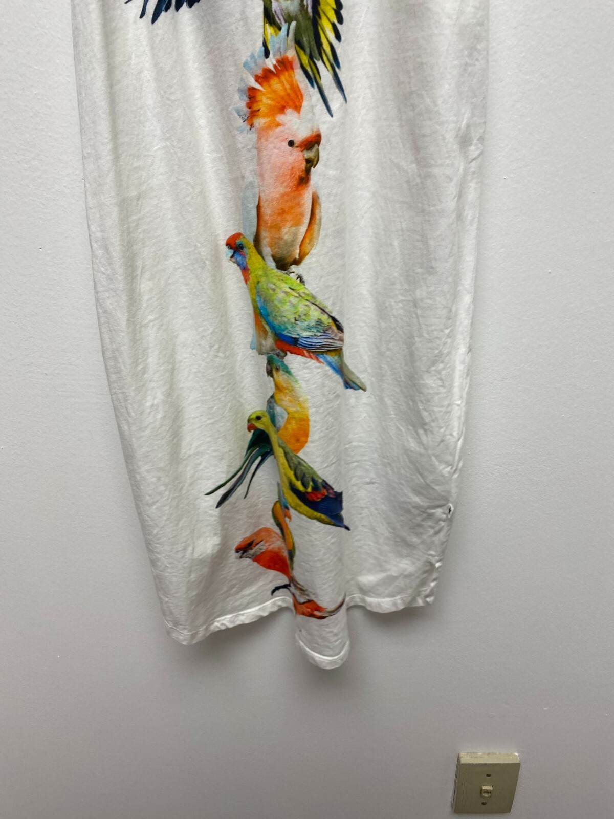 Molo Womens White Parrots Print Sleeveless Summer Camisole Cortney Dress 9-10Y