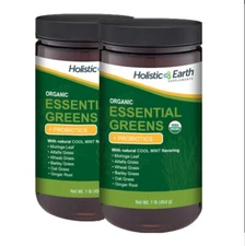 TWO for ONE Essential Greens + Probiotics Cool Mint, USDA Organic Superfood