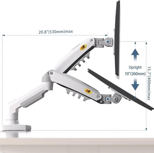 Dual Monitor Desk Mount Stand Full Motion Swivel Arm Fits 2 x 32" Monitors - Picture 5 of 6