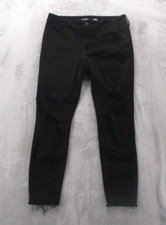 Old Navy Rockstar Distressed Super Skinny Jeans Women's 8 Black Denim Stretch