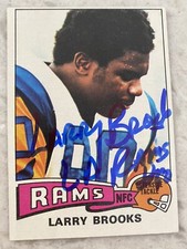 Larry Brooks signed LOS ANGELES RAMS card  1975 Topps