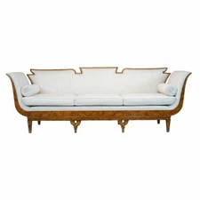 NEW Biedermeier French Napoleon Modern Three Seater Deco Empire Style Sofa Ivory