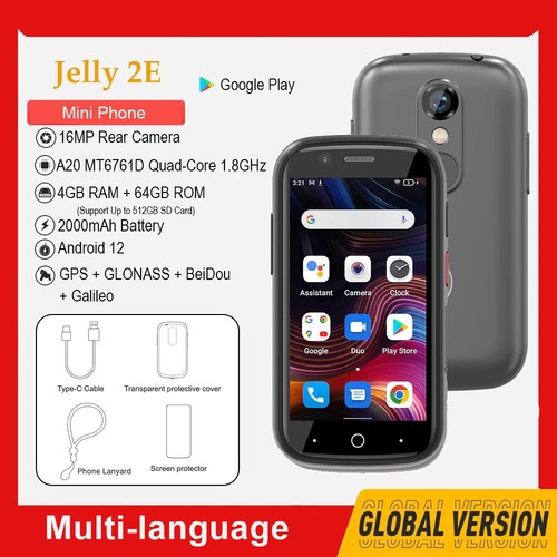 Unihertz Jelly 2E Mini Phone Android 12 Unlocked 4GB 64GB 2000mAh 16MP IR Remote - Afbeelding 1 van 16