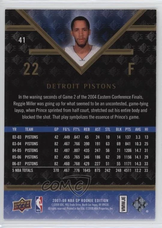 2007-08 SP Rookie Edition Tayshaun Prince #41 - Image 2 of 2