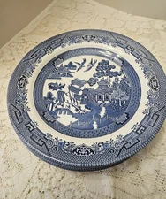 Vintage Churchill Made in Staffordshire England  Blue Willow Pattern 10" Plate