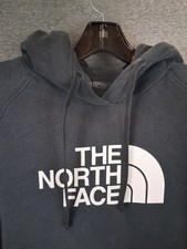 The North Face Womens Hoodie Medium Black White Spellout Logo Sweatshirt Casual