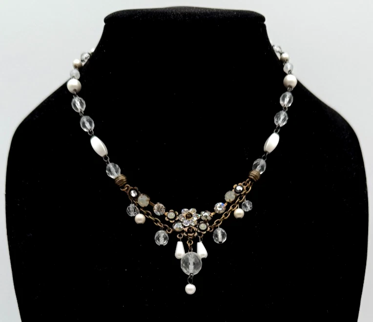 Collar colgante gargantilla margarita estrás crema bronce ELISABETTA RICCIARDI