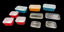 Vintage Pyrex Refrigerator Dishes - #0502 & #0501/E - 10 pc