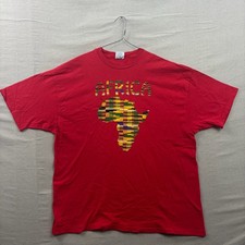 Red Africa Kente Cloth Graphic Vintage Beefy-T USA Made T-Shirt Mens XXL