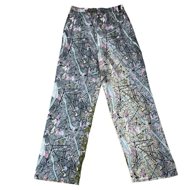 New Fendi Silk Printed Pants Size 46 Gray Multicolor Women's Luxury