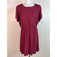 Old Navy Dress Medium Burgundy Smocked Flutter Sleeve Elastic Waist Mini Women