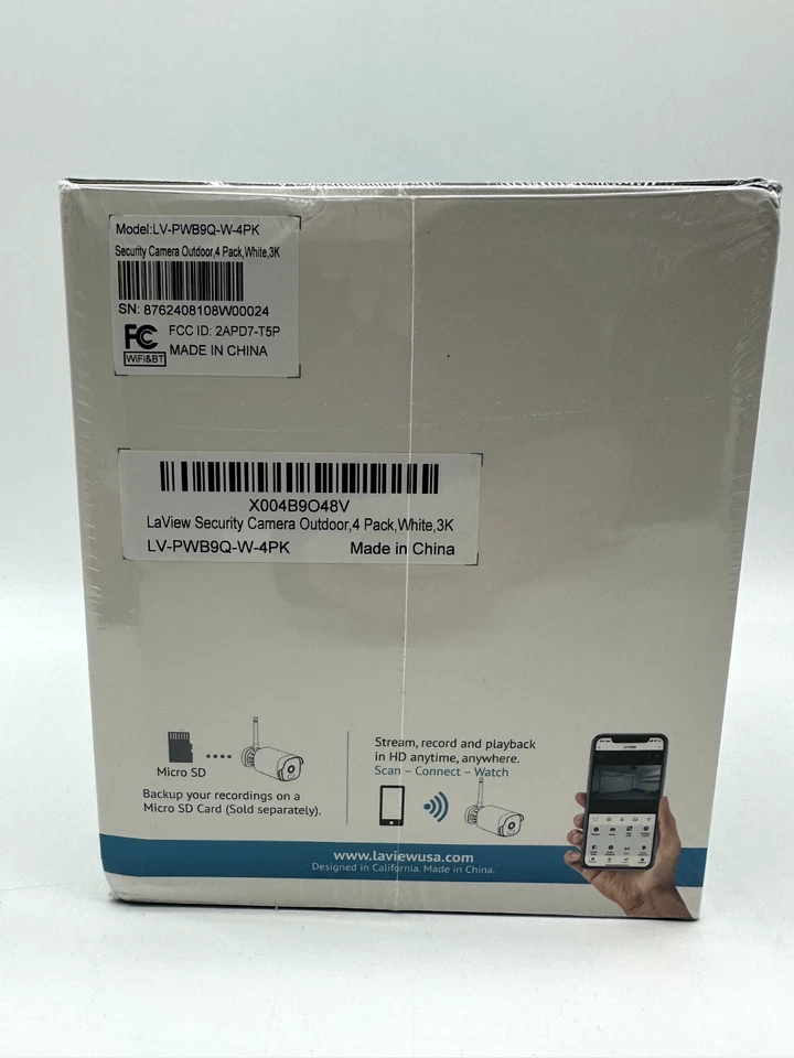 LaView HD Wi=Fi Smart IP B9 Bullet, Security Camera Outdoor (4 Pack)- White - Image 2 of 3