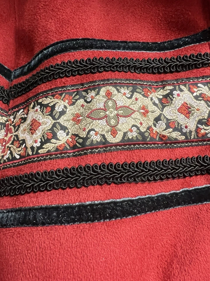 Coldwater Creek Mujer Bordado Tapiz Nórdico Imitación Piel Chaqueta Roja XL Foto 3 de 4