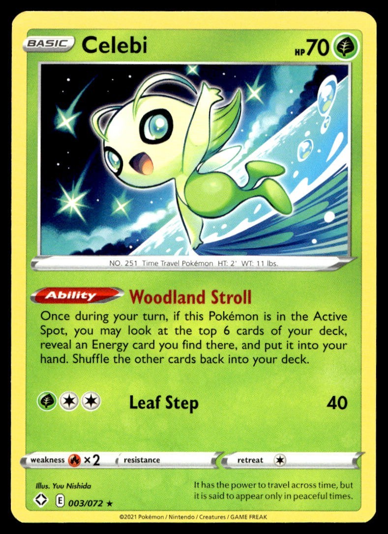 Celebi 3/072 Pokemon Card Shining Fates Rare 70 HP Near Mint JX