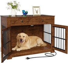 Dog Crate Furniture with Storage Dog Kennel w/2 Drawers