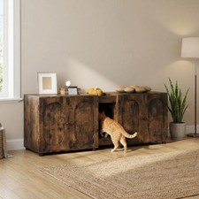 Double Cat Litter Box Enclosure ,Cat Litter Box House Hidden Cabinet Furniture