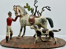 Vintage Heyde Germany -early 20thc single piece dismounted Jockey with dog -RC67