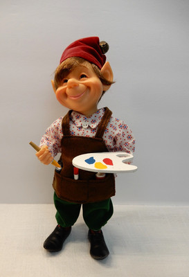 Celebrate It Christmas Treasures Darling Elves ELF THE ARTIST W/ Paint Brush