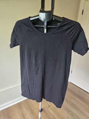 Athleta Women's Breathable Stretch Crew Neck Raglan Tee M Black Activewear 0105