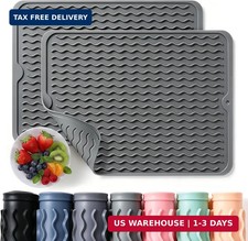 2 Pack Caketime Silicone Dish Drying Mat for Kitchen Counter Heat Resistant Unde