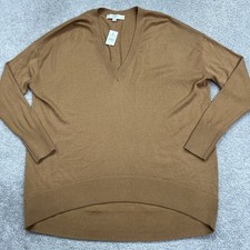 Loft Sweater Women  s Medium Brown V-Neck Pullover Long Sleeve Lightweight NWT