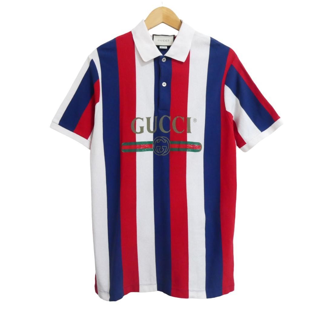 Gucci Oversized Striped Polo Shirt in Multi-Color Cotton Short Sleeve