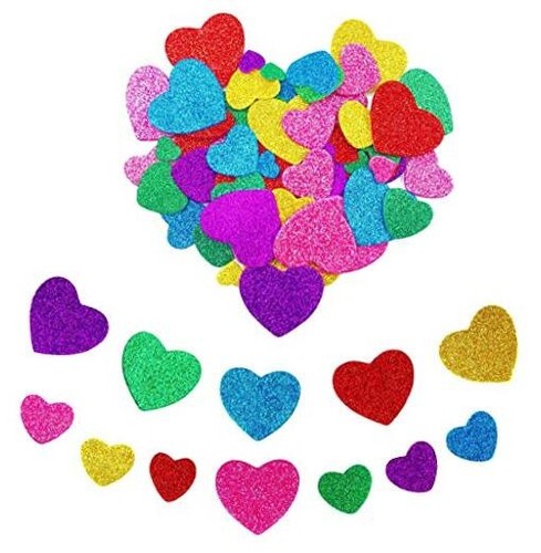6 Packs (Approx 150pcs) Glitter Stickers for Kids Crafts - Colorful Self Heart