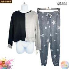 NWT Jenni Women's S Colorblock Long Sleeve  Stars Jogger Pajama Set, Assorted