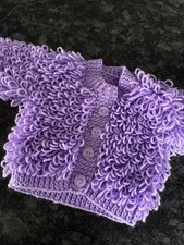 Baby Loop Knitted Cardigan. Purple. Brand New, Never Worn. 0-6months.