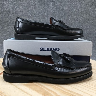 Sebago Paul Shoes Mens 12 D Loafers Tasseled Kiltie Slip On Casual Black NEW