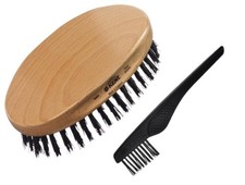 Kent MG2 Boar Bristle Hair Brush for Men, Military Style, 360 Wave