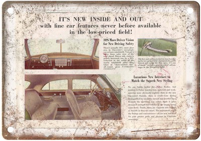 Vintage 1949 Chevrolet Auto Ad Retro Look Reproduction Metal Sign AM1016