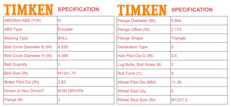 Par de montaje de cojinete de rueda delantera y buje Timken para Dodge Charger 2012-2020 Foto 3 de 4