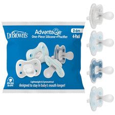 Dr. Brown'S Advantage One-Piece Silicone Baby Pacifier, 0-6M, 4-Pack