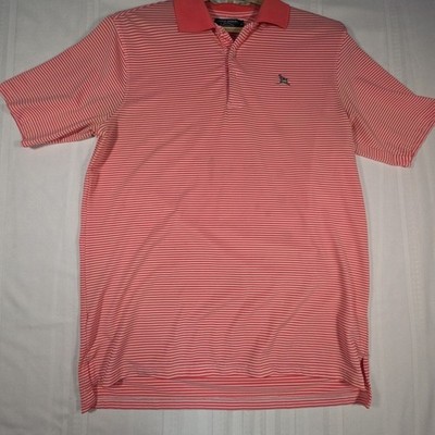 Over Under Polo Shirt Mens Large Red White Striped Performance Made USA